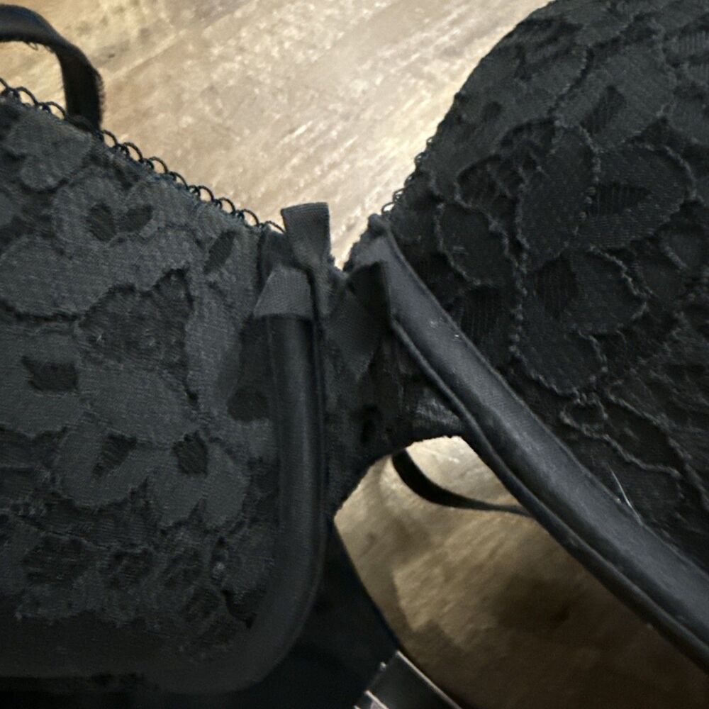 Victoria's Secret Perfect Shape Black Lace Lined Underwired Bra Size 34 DD - Picture 2 of 11
